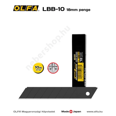OLFA LBB-10 - 18mm-es keskenyebb élszögű edzett tördelhető penge