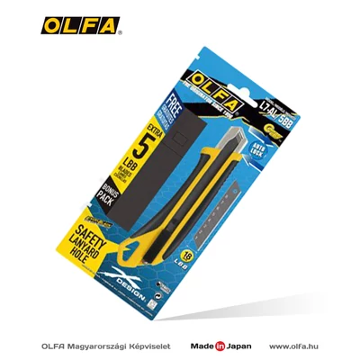 OLFA L-7 - AL 18mm-es automata rögzítésű kés + 5db LBB fekete penge