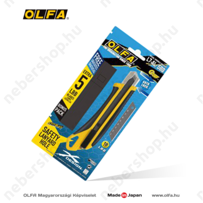 OLFA L-7 - AL 18mm-es automata rögzítésű kés + 5db LBB fekete penge